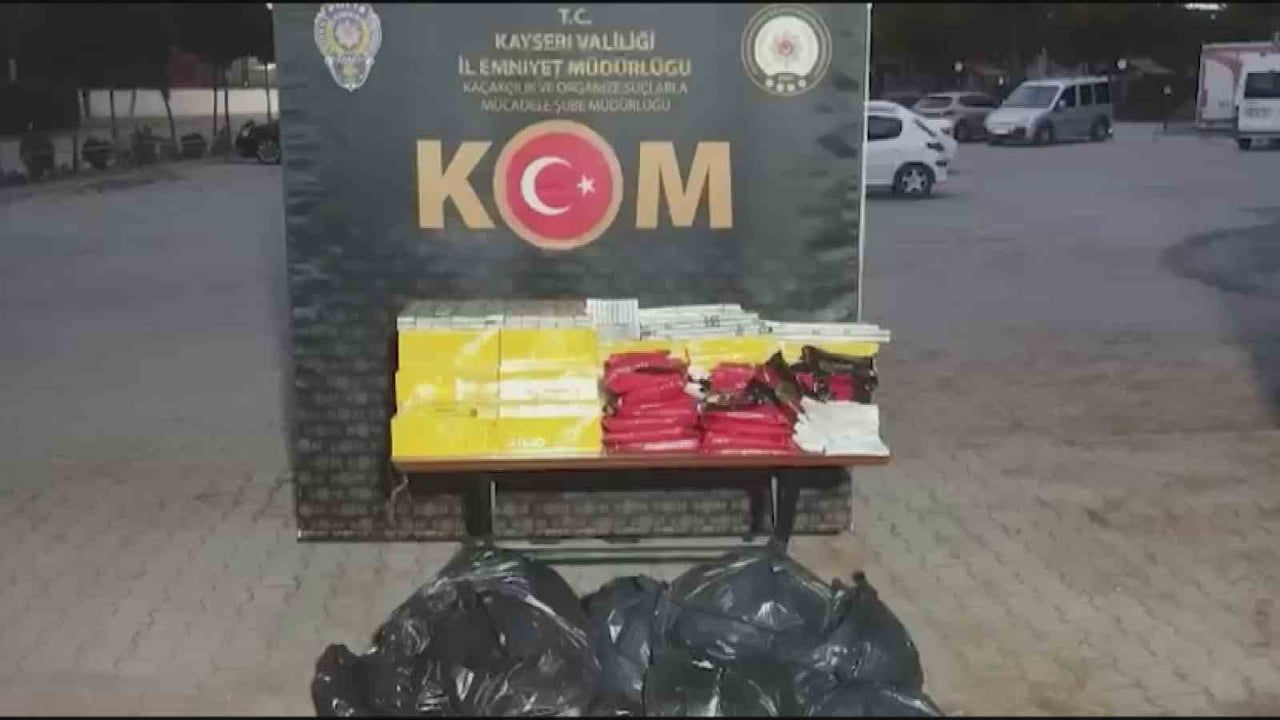 KAYSERİ İL EMNİYET MÜDÜRLÜĞÜ'NCE YAPILAN ÇALIŞMALARDA 2 BİN 120 PAKET KAÇAK SİGARA İLE 2290 KİLO...