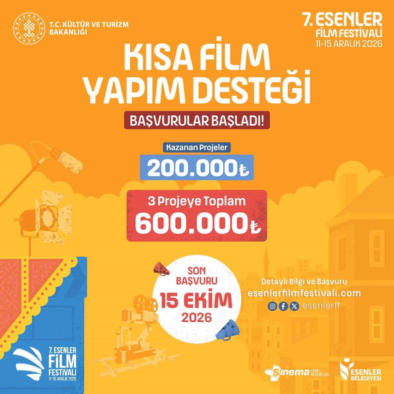 ESENLER FİLM FESTİVALİ'NİN 7'NCİSİ KAPSAMINDA ULUSAL KISA FİLM SEKTÖRÜNÜ DESTEKLEMEK AMACIYLA...