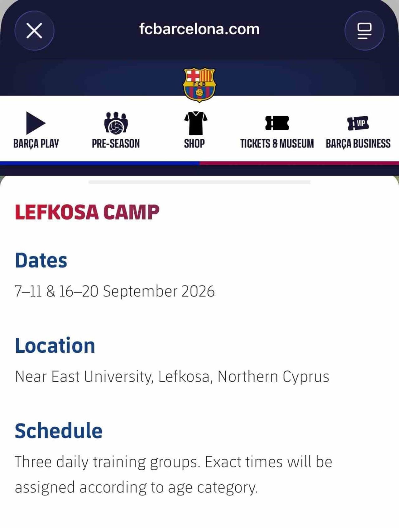BARCELONA AKADEMİSİNİN KUZEY KIBRIS TÜRK CUMHURİYETİ'NDE DÜZENLEYECEĞİ "LEFKOŞA KAMP", KULÜBÜN...