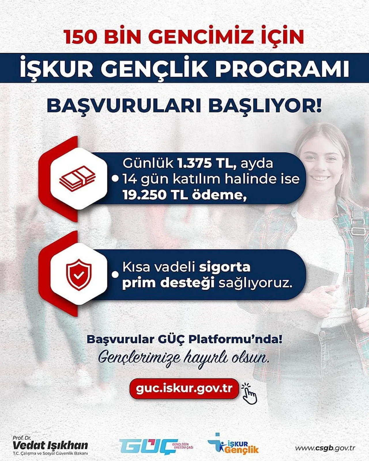 ÇALIŞMA VE SOSYAL GÜVENLİK BAKANI VEDAT IŞIKHAN, "İŞKUR GENÇLİK PROGRAMIMIZ İÇİN YENİ DÖNEM...