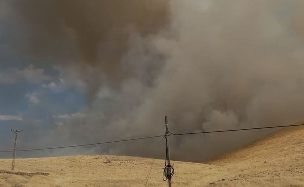 ELAZIĞ'IN KARAKOÇAN İLÇESİNE BAĞLI BAĞLIAĞAÇ KÖYÜ KIRSALINDA ÇIKAN ÖRTÜ YANGINI, RÜZGÂRIN...