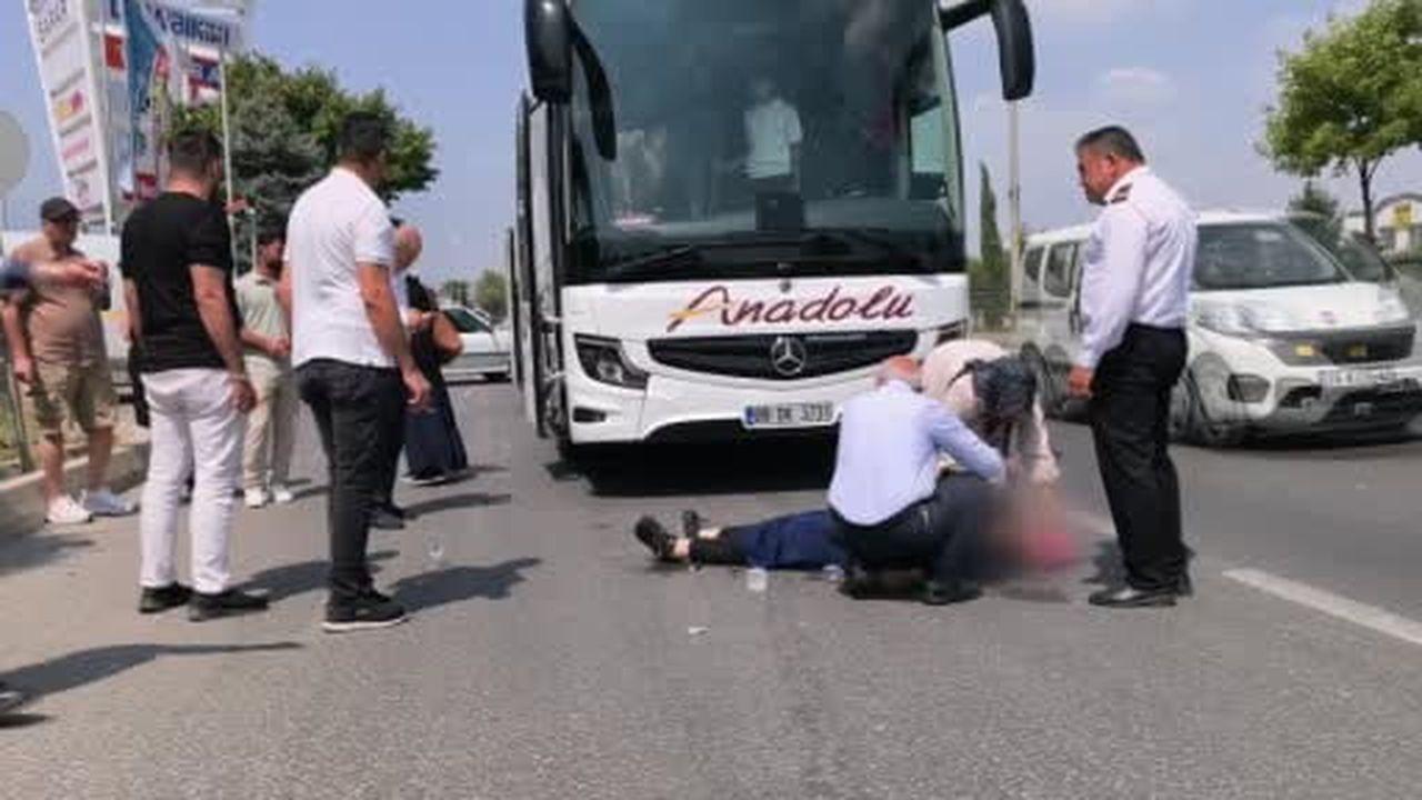 Yolcu otobüsünün çarptığı kadın ağır yaralandı