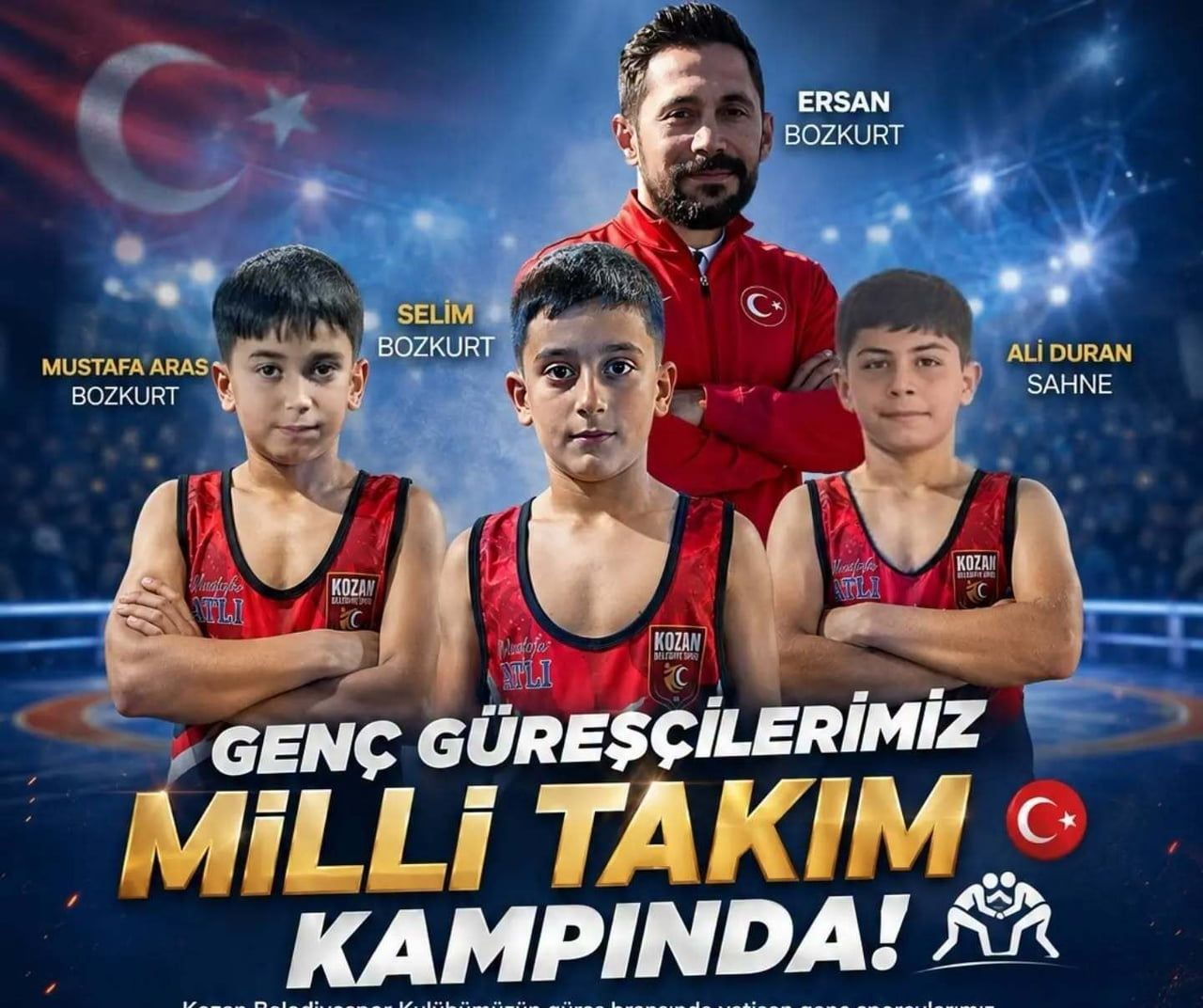 KULÜBÜN GÜREŞ BRANŞINDA YETİŞEN MUSTAFA ARAS BOZKURT, SELİM BOZKURT VE ALİ DURAN SAHNE, U11...
