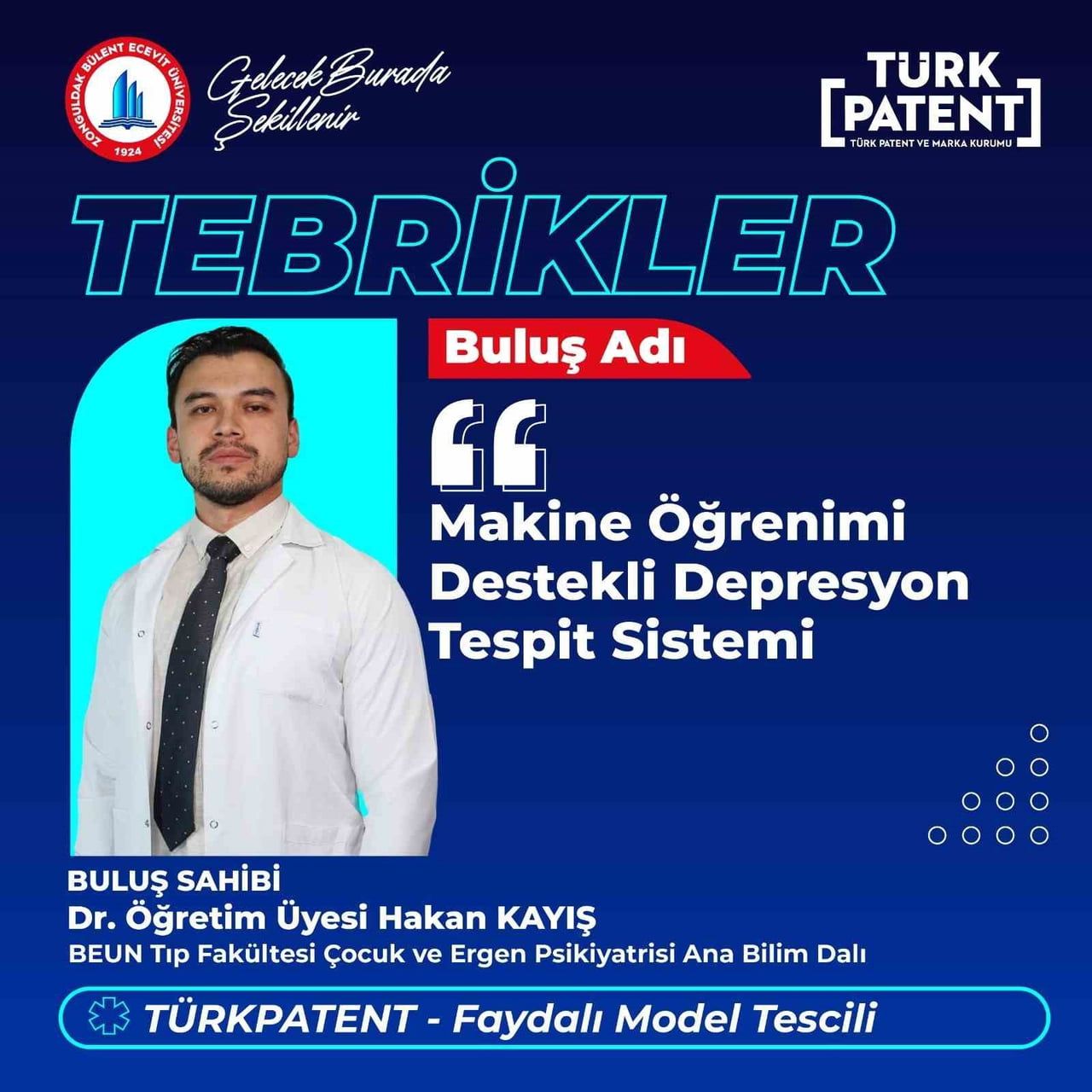 BEUN AKADEMİSYENİN GELİŞTİRDİĞİ BULUŞ TÜRKPATENT TARAFINDAN TESCİLLENDİ