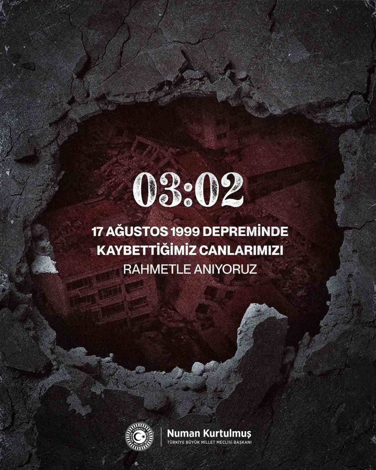 TÜRKİYE BÜYÜK MİLLET MECLİSİ (TBMM) BAŞKANI NUMAN KURTULMUŞ, 1999 GÖLCÜK DEPREMİ’NE İLİŞKİN...