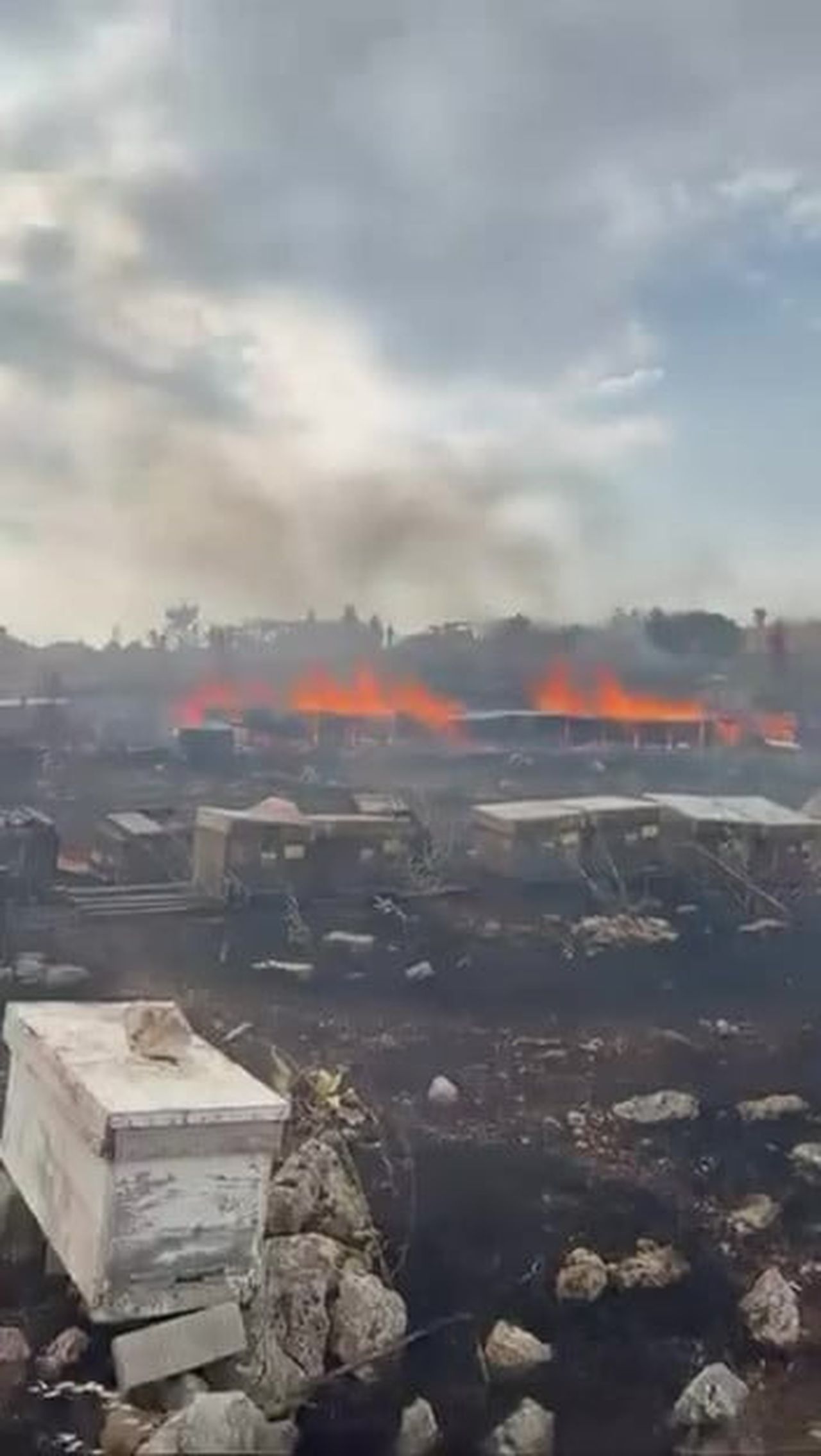 DENİZLİ’NİN TAVAS İLÇESİNDE ÇIKAN YANGINDA ÇOK SAYIDA ARI KOVANI YANARKEN, KOVANLARDAKİ ARILAR...