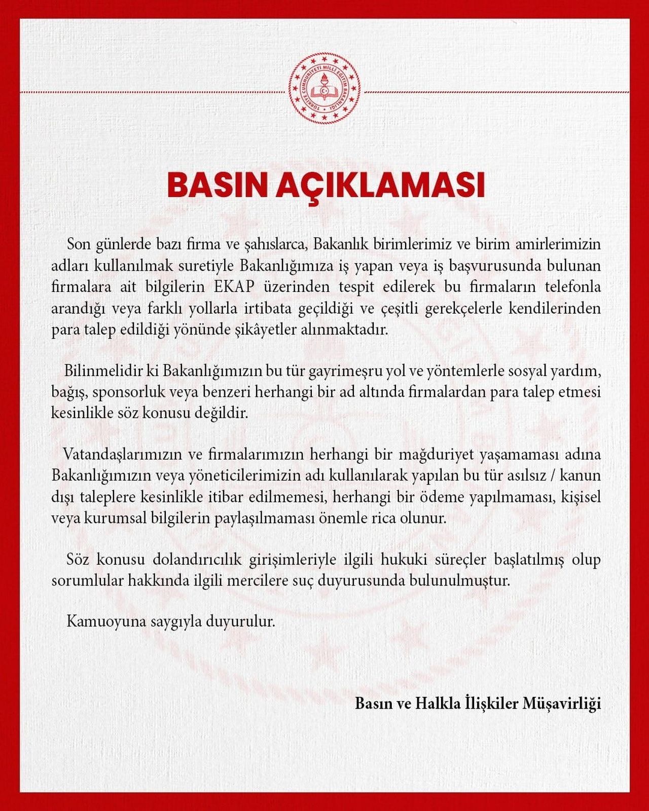 BASIN AÇIKLAMASI