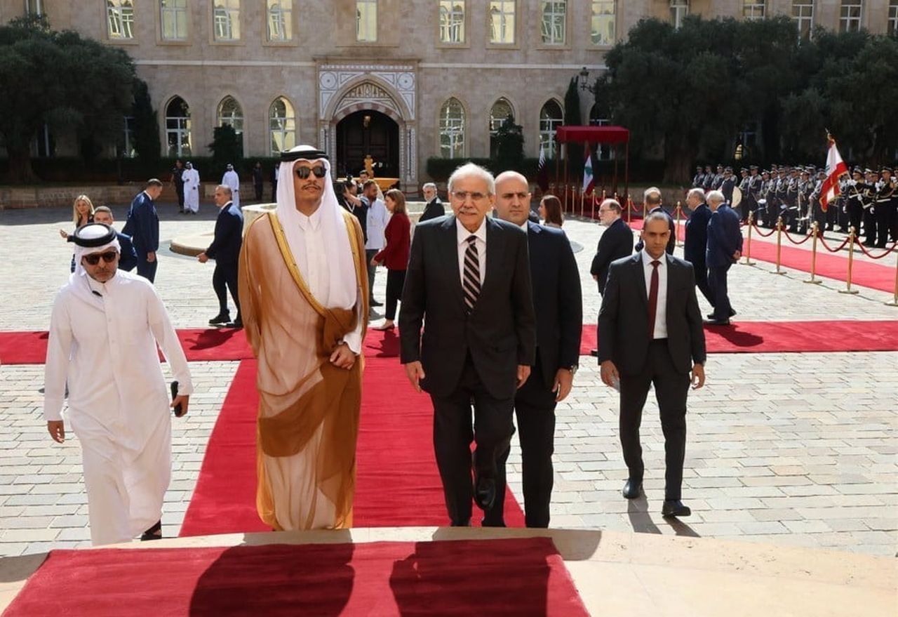LÜBNAN'A RESMİ ZİYARET GERÇEKLEŞTİREN KATAR BAŞBAKANI VE DIŞİŞLERİ BAKANI ŞEYH MUHAMMED BİN...