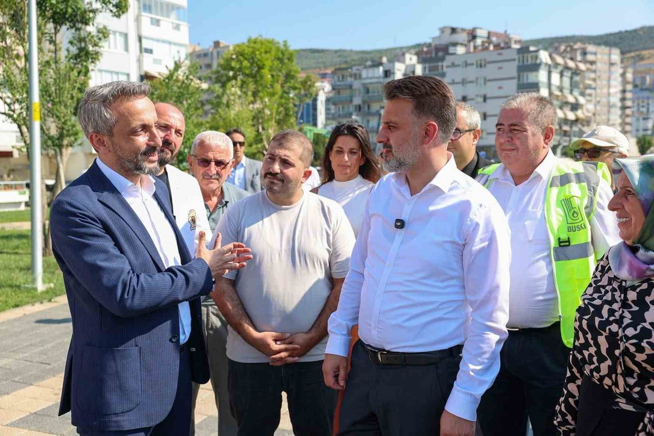 BURSA BÜYÜKŞEHİR BELEDİYESİ BAŞKAN VEKİLİ ŞAHİN BİBA, BUSKİ GENEL MÜDÜRLÜĞÜ EKİPLERİNCE GEMLİK...