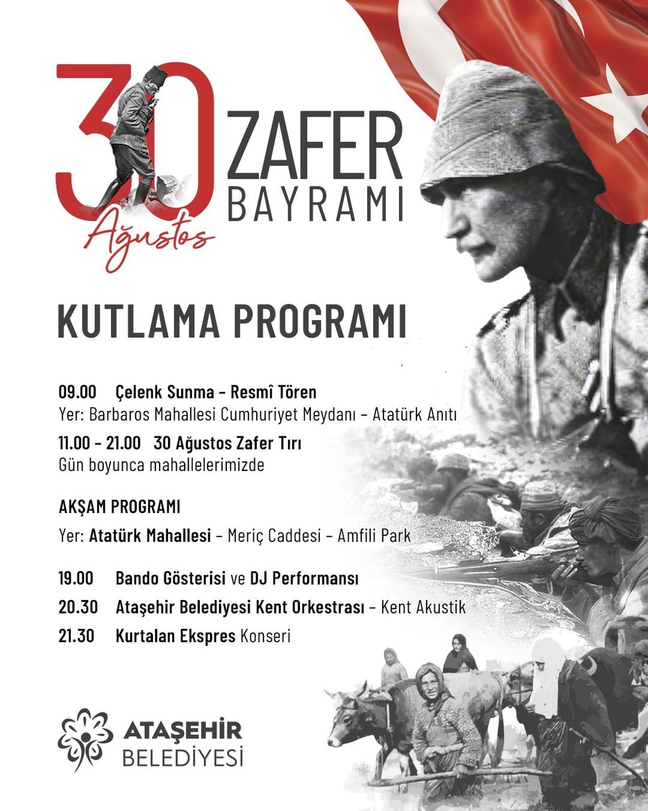 30 AĞUSTOS ZAFERİ ATAŞEHİR’DE COŞKUYLA KUTLANACAK