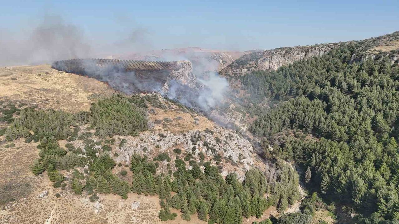 HATAY'DA YERLEŞİN NOKTASINA YAKIN NOKTADA ORMANLIK VE ZEYTİNLİK ALANDA ÇIKAN YANGINDA EKİPLER...