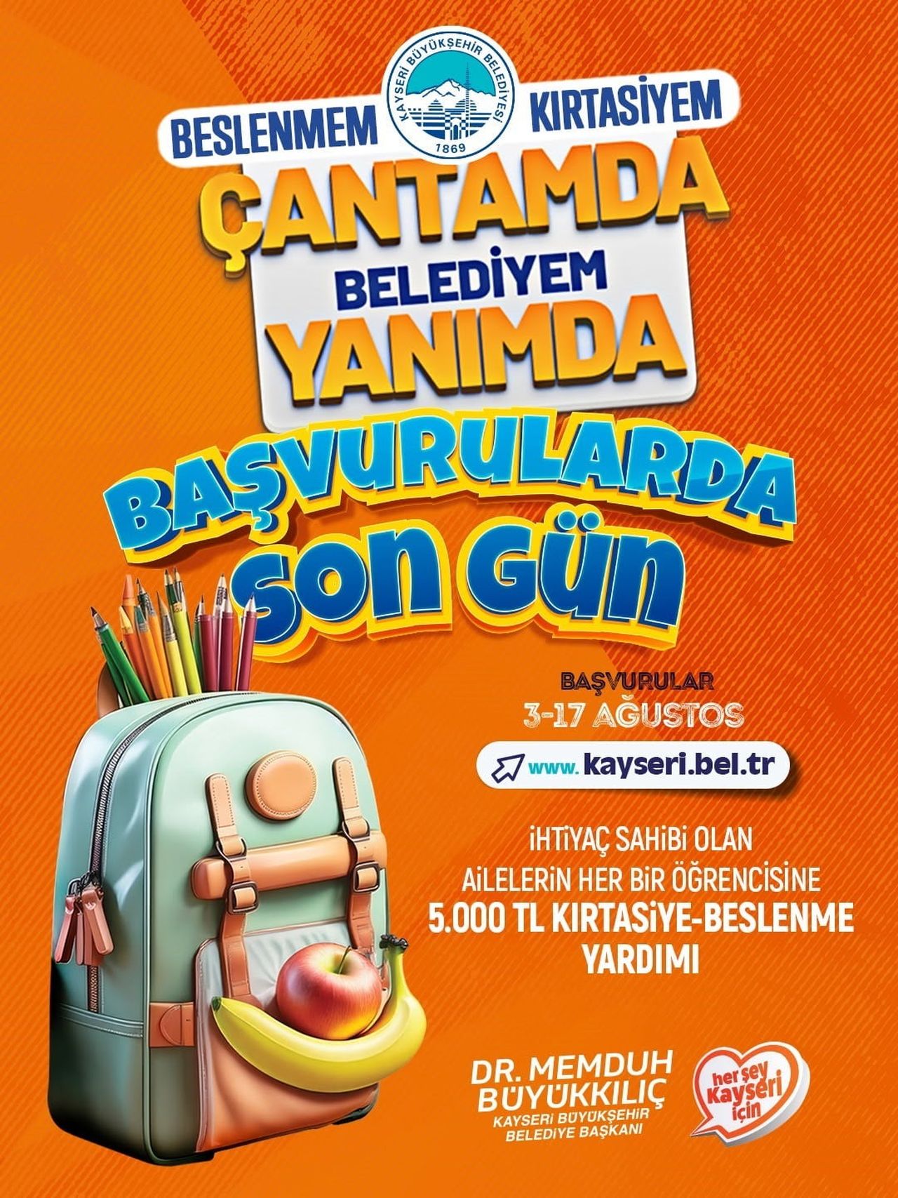 KAYSERİ BÜYÜKŞEHİR BELEDİYESİ’NİN İHTİYAÇ SAHİBİ AİLELERİN ÖĞRENCİLERİNE YÖNELİK SAĞLADIĞI 5 BİN...