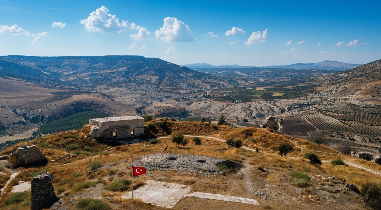 KİLİS'İN POLATELİ İLÇESİNDE YÜKSEK BİR TEPE ÜZERİNDE BULUNAN RAVANDA KALESİ, YÜZLERCE BASAMAKLA...