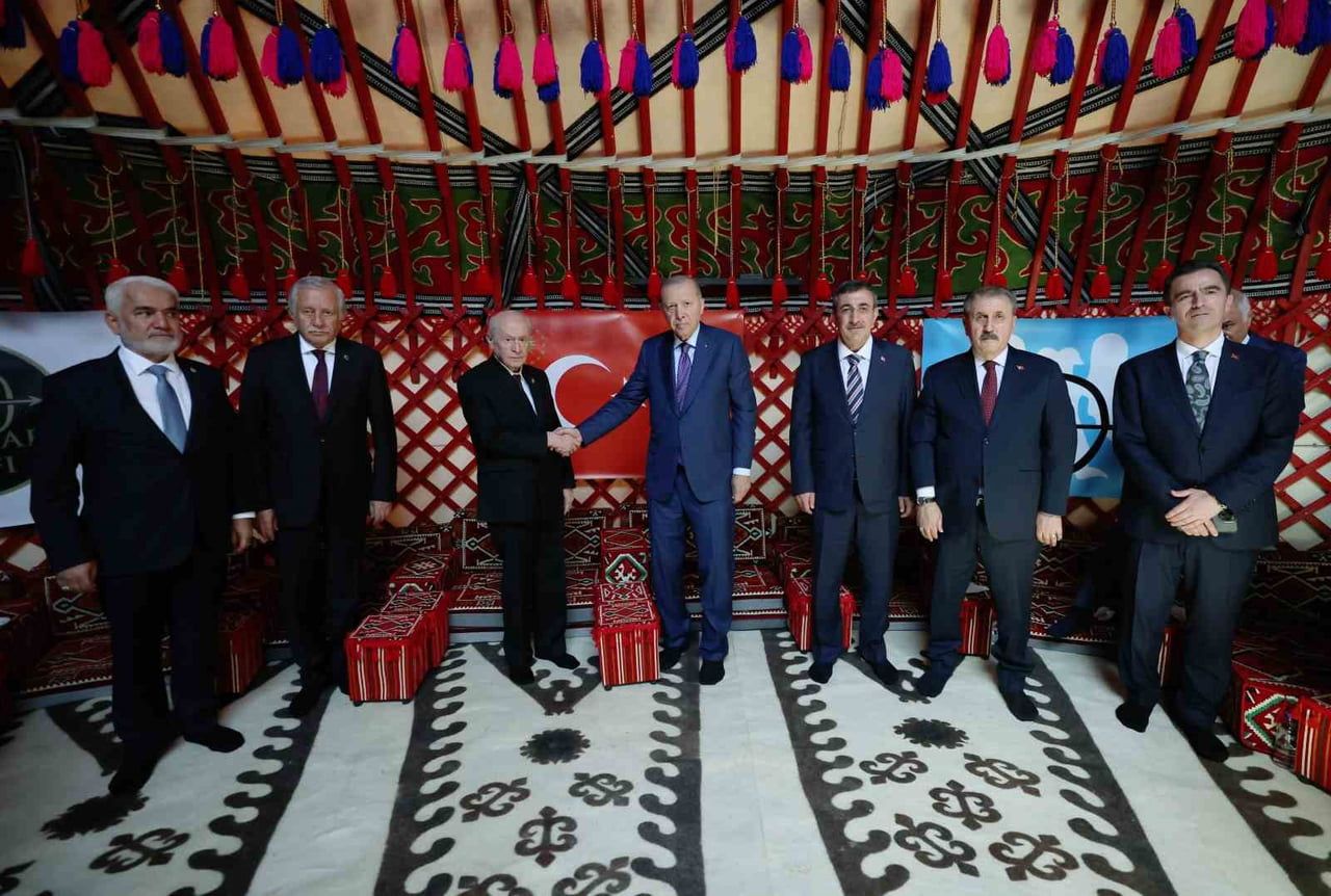 CUMHURBAŞKANI RECEP TAYYİP ERDOĞAN, BERABERİNDEKİ MHP LİDERİ DEVLET BAHÇELİ, BBP GENEL BAŞKANI...
