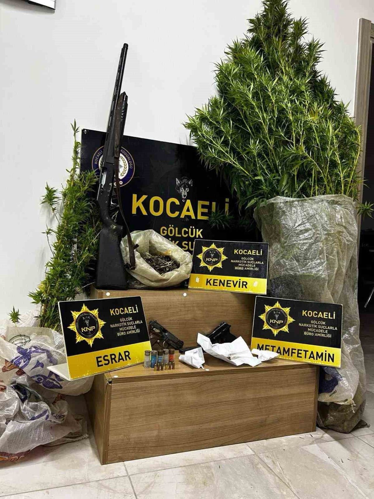 KOCAELİ’DE DÜZENLENEN UYUŞTURUCU OPERASYONUNDA 281 GRAM ESRAR, METAMFETAMİN VE 15 KÖK KENEVİRİN...