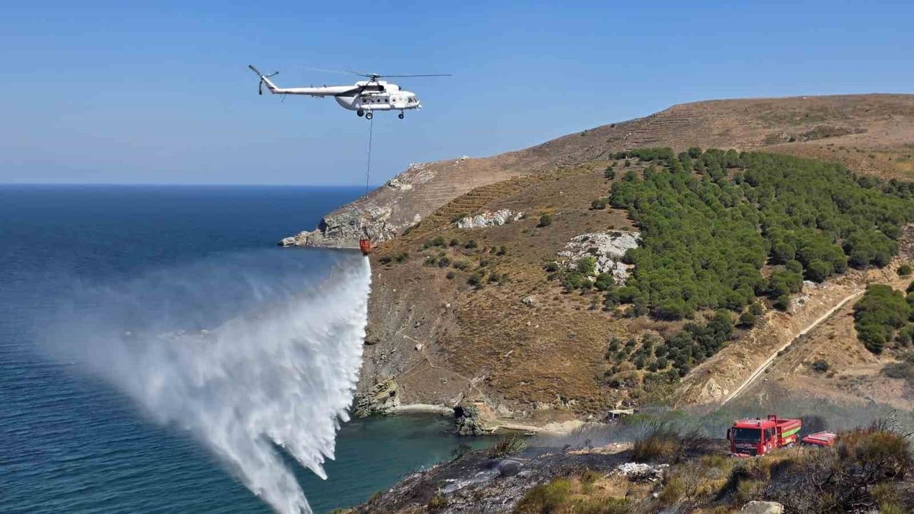 ETİ MADEN'E AİT ŞLAM HAVUZUNUN YAN KISMINDA YANGIN ÇIKTI.