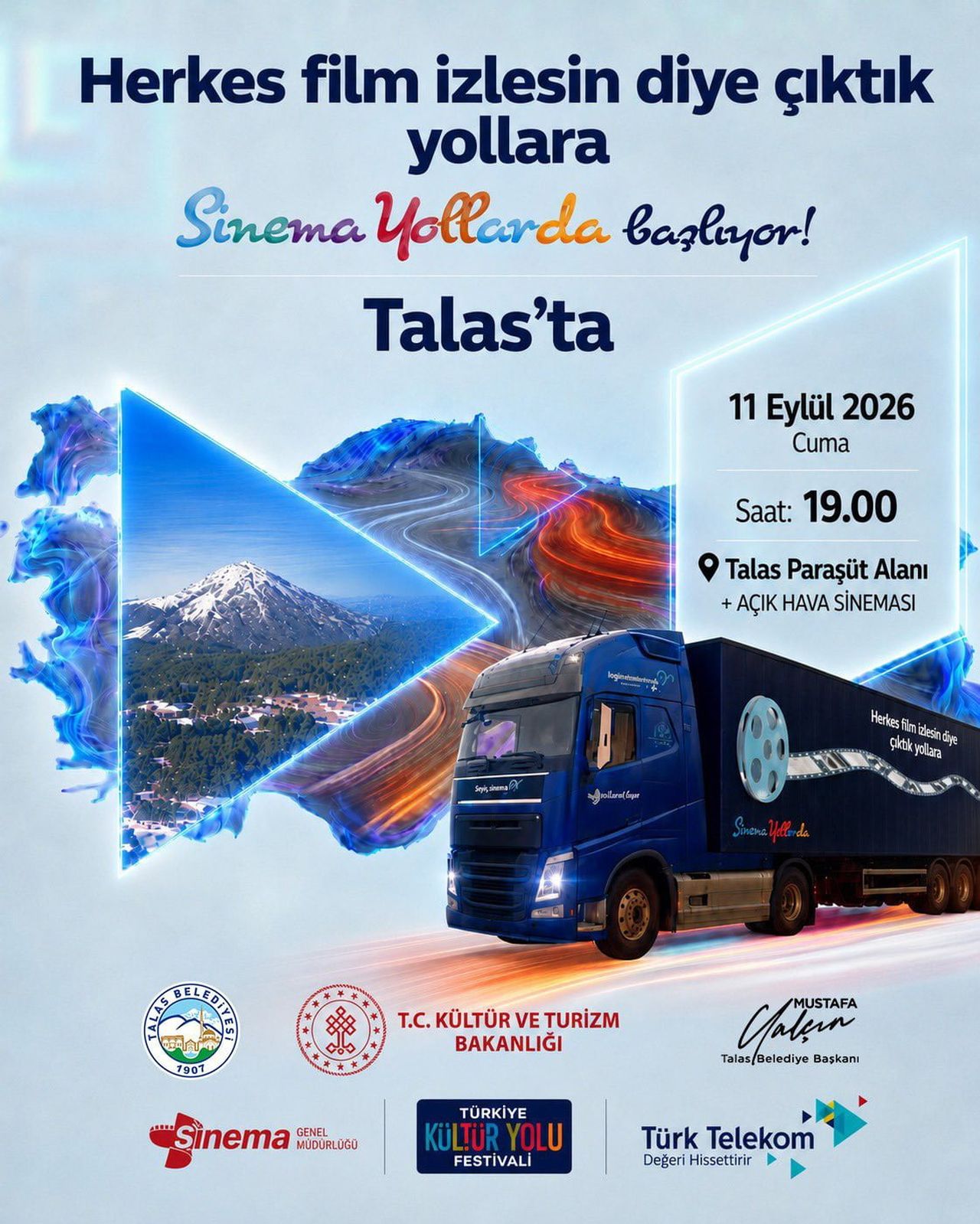 KÜLTÜR VE TURİZM BAKANLIĞI İLE SİNEMA GENEL MÜDÜRLÜĞÜNÜN ‘SİNEMA YOLLARDA’ PROJESİ, TALAS’TA...