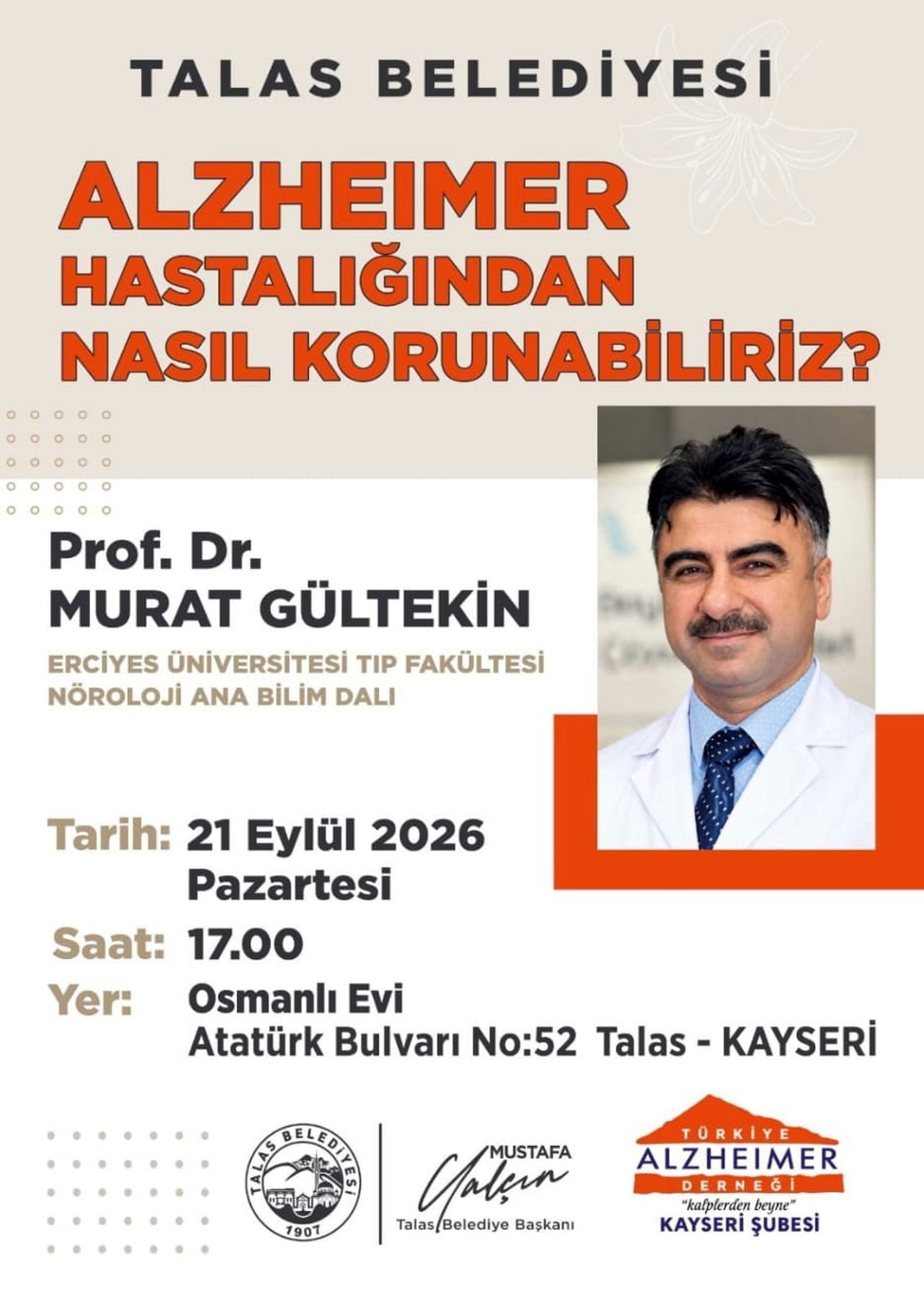 TALAS BELEDİYESİ, TOPLUM SAĞLIĞI AÇISINDAN ÖNEMLİ BİR KONU OLAN ALZHEİMER HASTALIĞINA YÖNELİK...