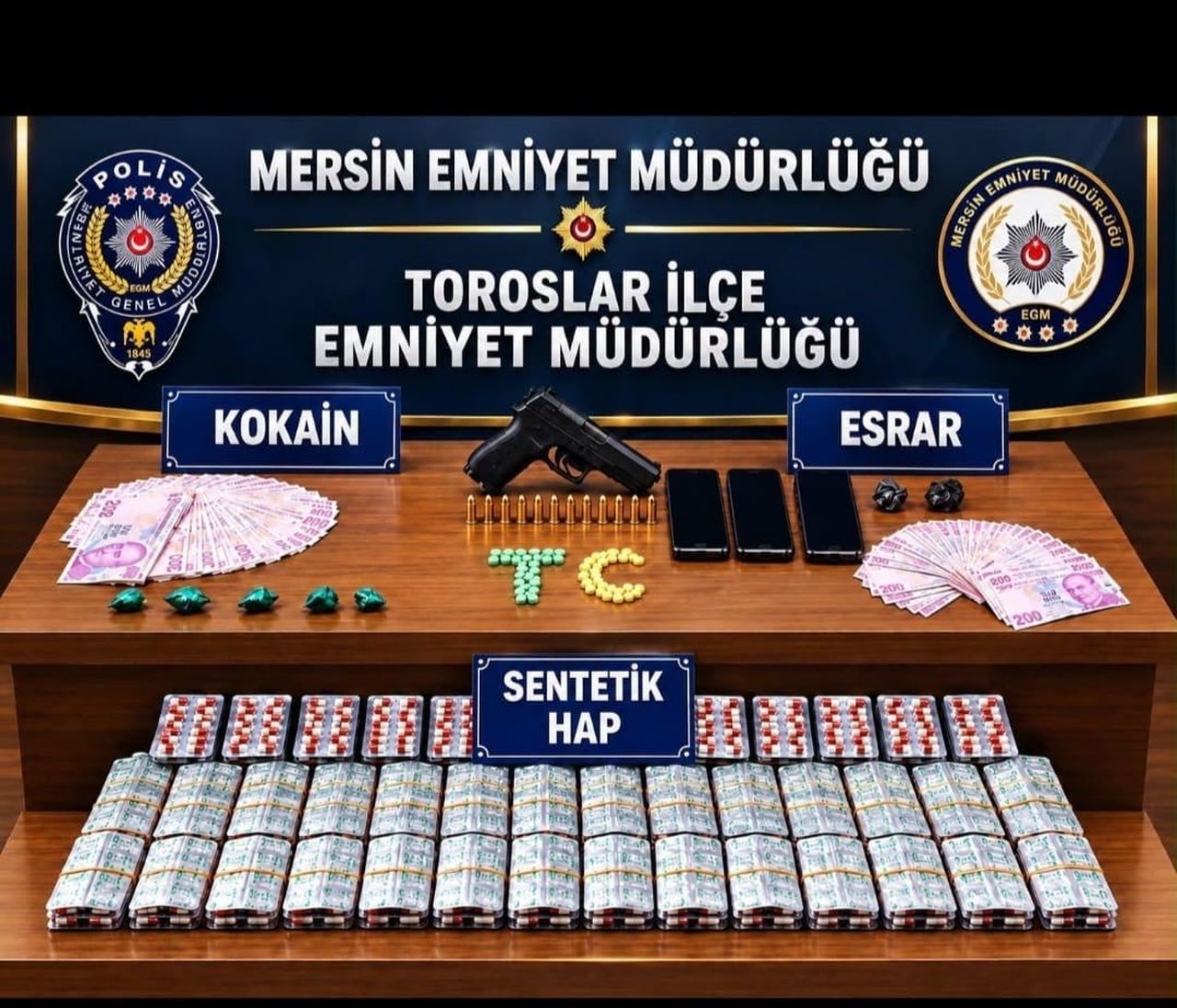 MERSİN'DE POLİSİN TORBACI OLARAK TABİR EDİLEN UYUŞTURUCU TACİRLERİNE YÖNELİK DÜZENLEDİĞİ...