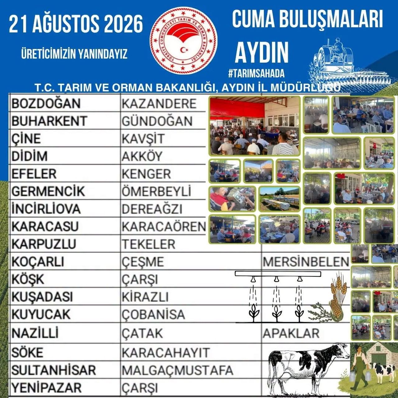 AYDIN İL TARIM VE ORMAN MÜDÜRLÜĞÜ KOORDİNASYONUNDA, KENTİN 17 İLÇESİNDE ÜRETİCİLERİN TARIMSAL...