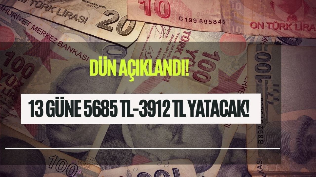 Dün açıklandı! 13 gün sonra hesaplara zamlı olarak 5685  TL-3912 TL yatacak! 