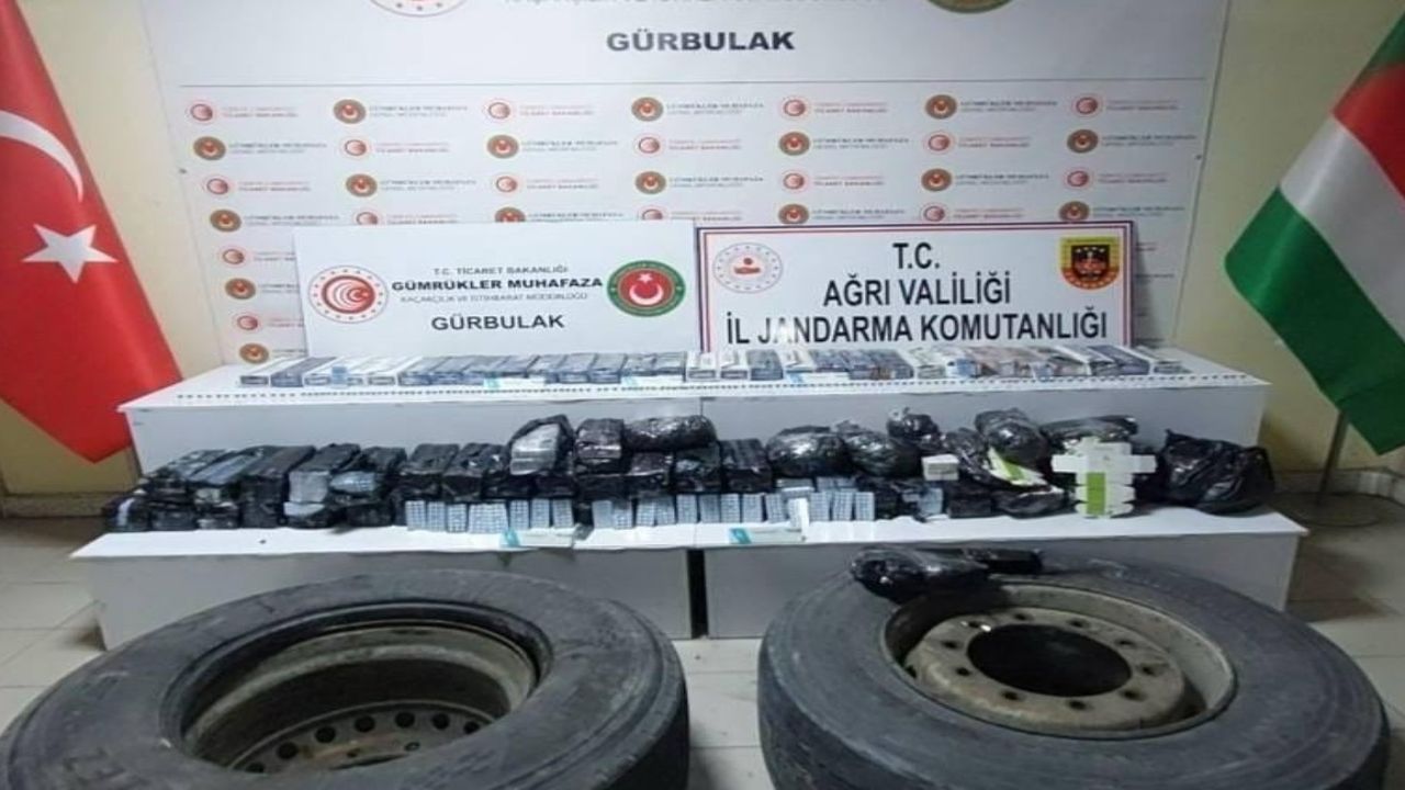 Ağrı'da büyük uyuşturucu operasyonu: Tırın lastiklerinde 123 bin 800 hap ele geçirildi