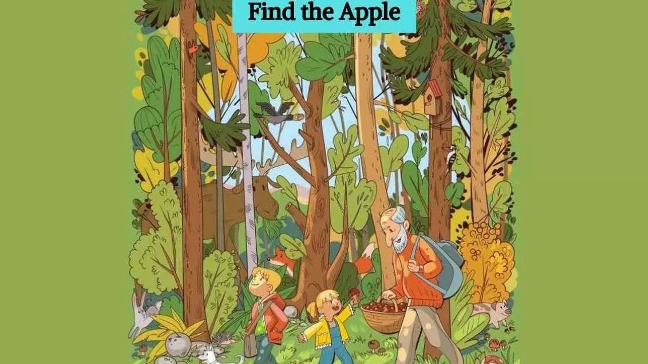 Optik İllüzyon görsel zeka testi: Ormandaki gizli elmayı 5 saniyede sadece dahiler bulubiliyor