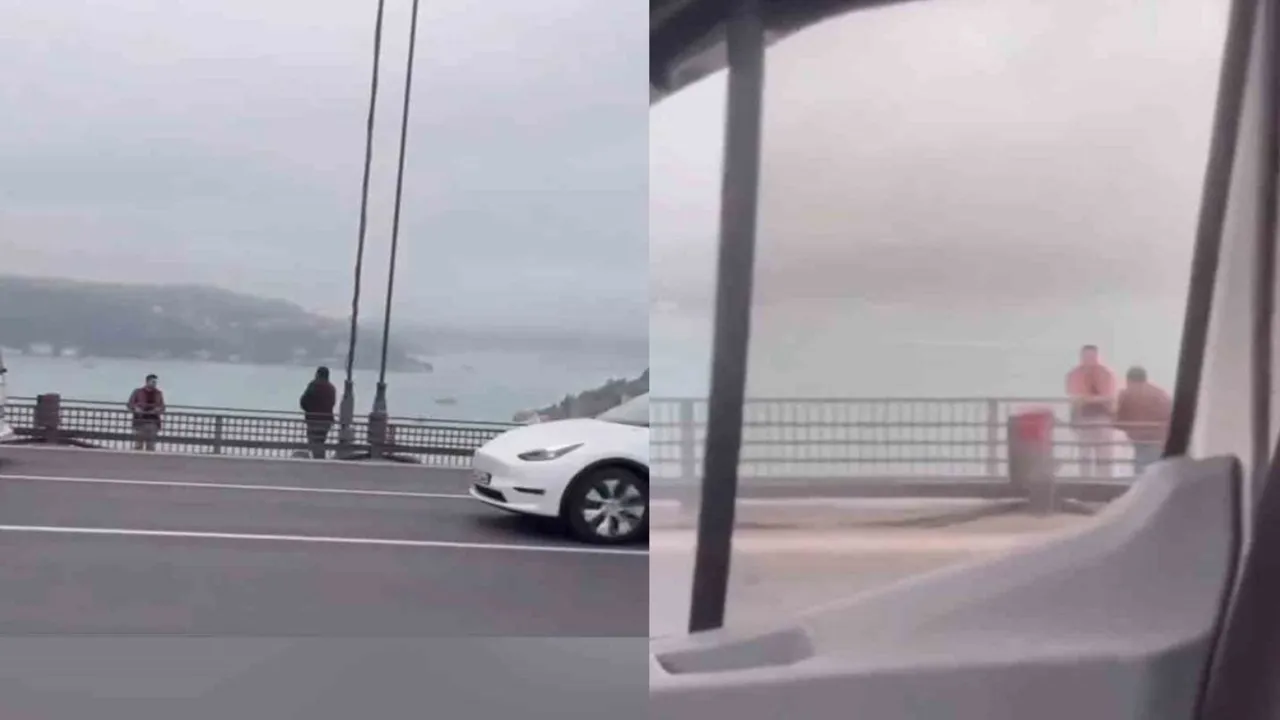 İstanbul FSM Köprüsü'nde bir vatandaş korkuluklara çıktı intihar girişiminde bulundu