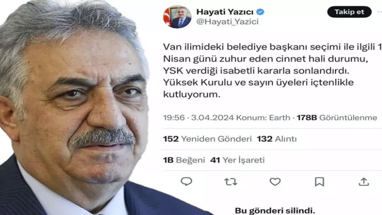 YSK'nın kararıyla Van Belediye Başkanlığı mazbatası DEM Parti adayına verildi! AK Parti'li isim önce kutladı sonra sildi