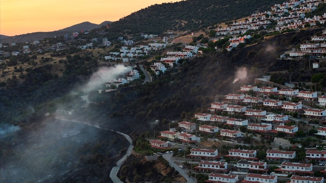 İzmir Dikili'de Orman Yangınına müdahale sürüyor