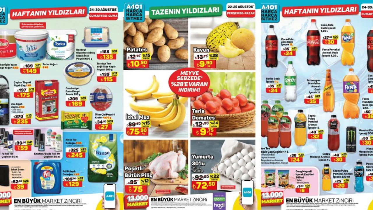 A101 24-30 Ağustos 2024 Aktüel Kataloğu Yayımlandı: Bingo bulaşık makinesi kapsülü 299 TL yerine 149 TL’ye. Torku Fındık Kreması, 209 TL’den 119'ye düştü