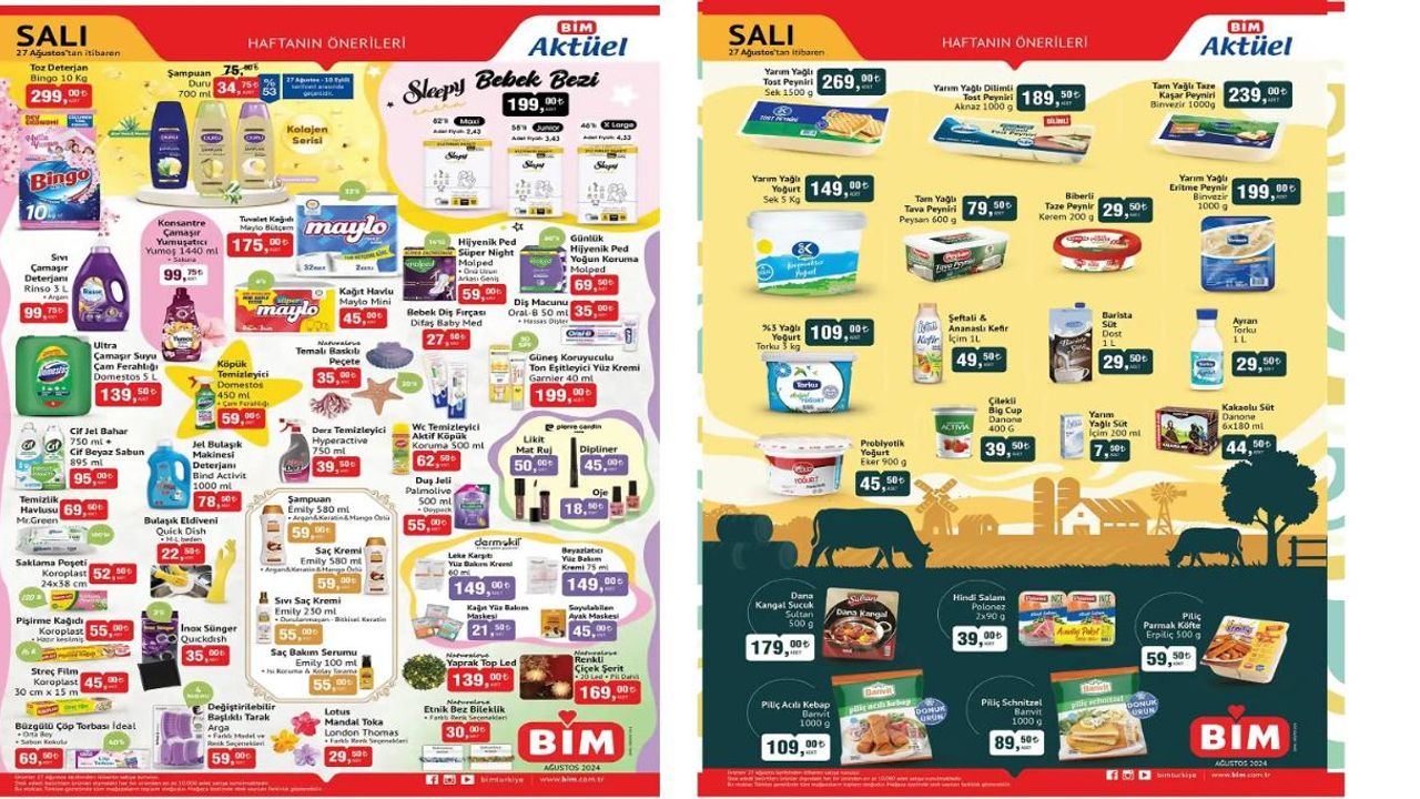 Bim 27 Ağustos 2024 İndirimli Ürünler Kataloğu Yayımlandı: Temizlik Ürünlerinden Temel Tüketim Gıdalarına Yarı Yarıya İndiriim