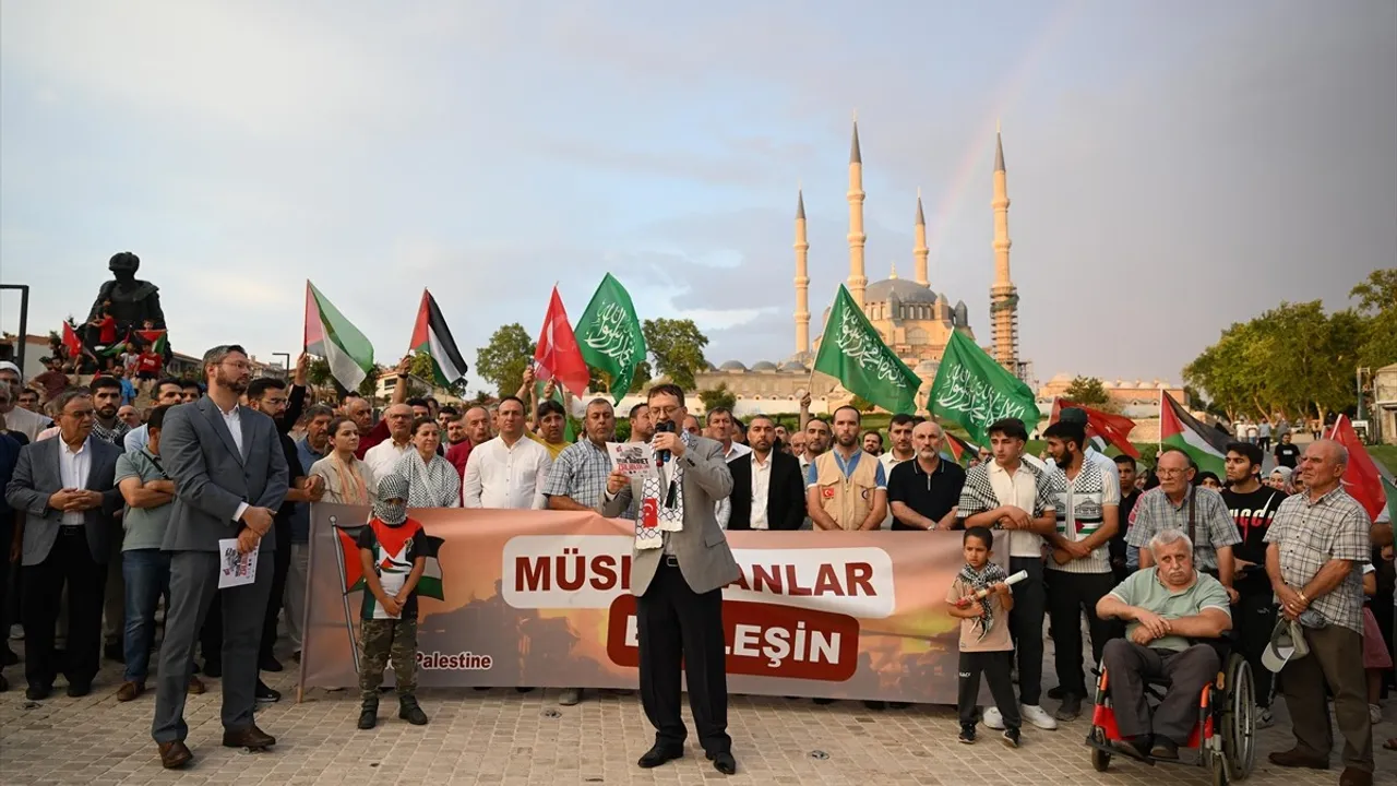 Edirne ve Tekirdağ'da İsmail Heniyye'ye Destek Protestosu