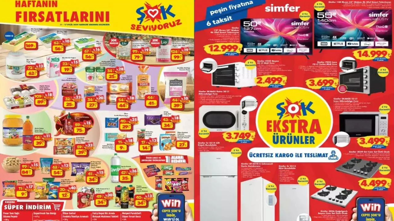 ŞOK 11-17 Eylül 2024 Aktüel Kataloğu Yayınlandı! Fairy Bulaşık Kapsulü 577 TL'den 299 TL'ye Pınar Süzme Peynir 110 TL'den 70 TL'ye Düştü