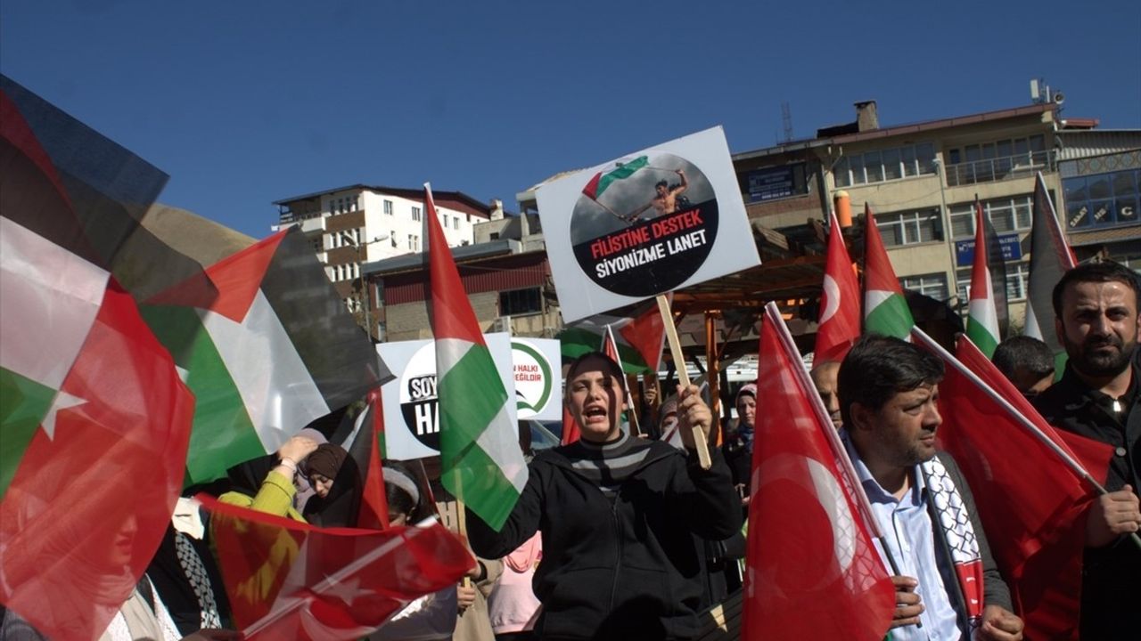 Hakkari'de Gazze için Protesto Yürüyüşü