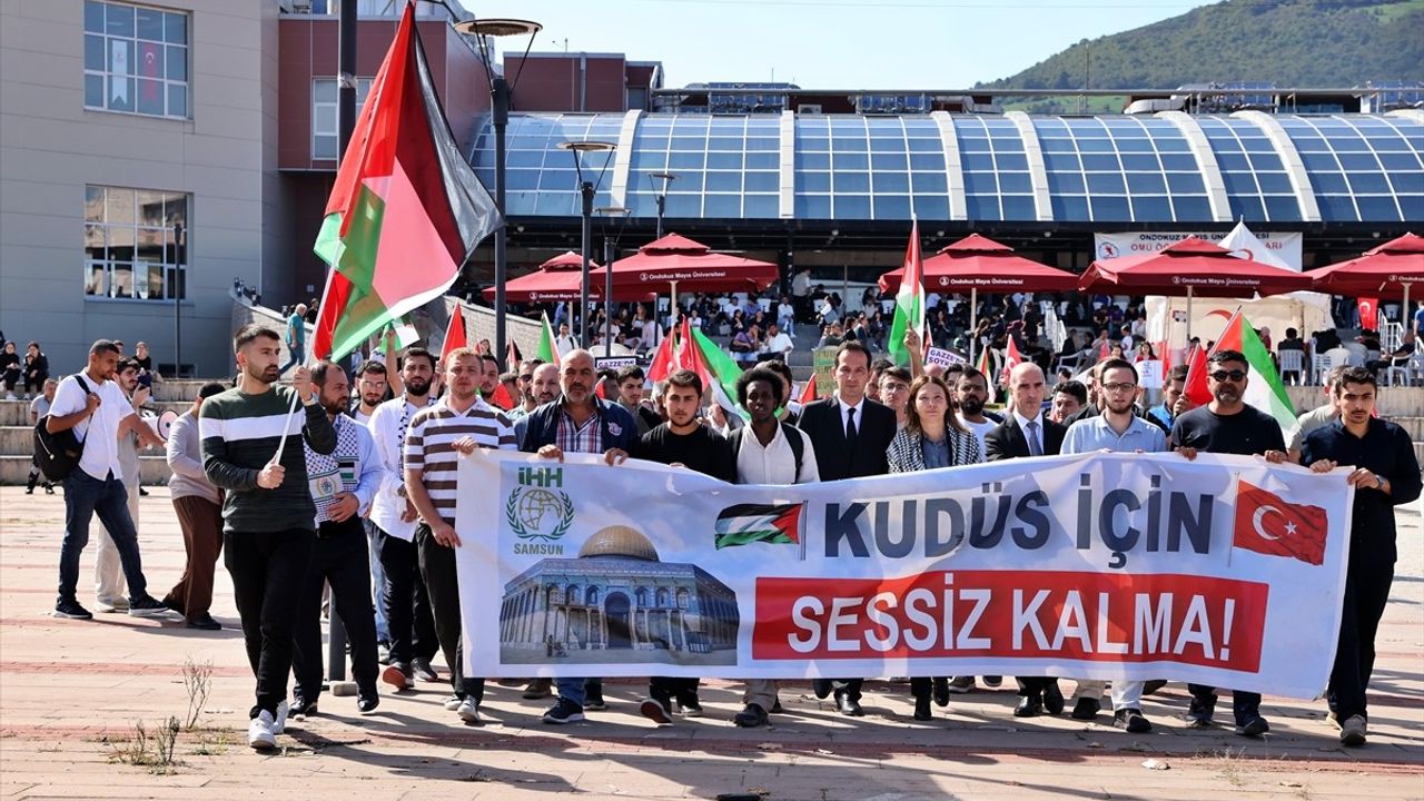 Ondokuz Mayıs Üniversitesi'nde Filistin'e Destek Yürüyüşü