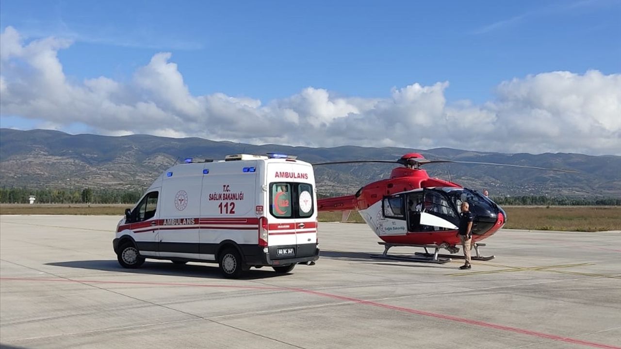 Tokat'ta Kalp Hastası Bebek Ankara'ya Helikopterle Sevk Edildi