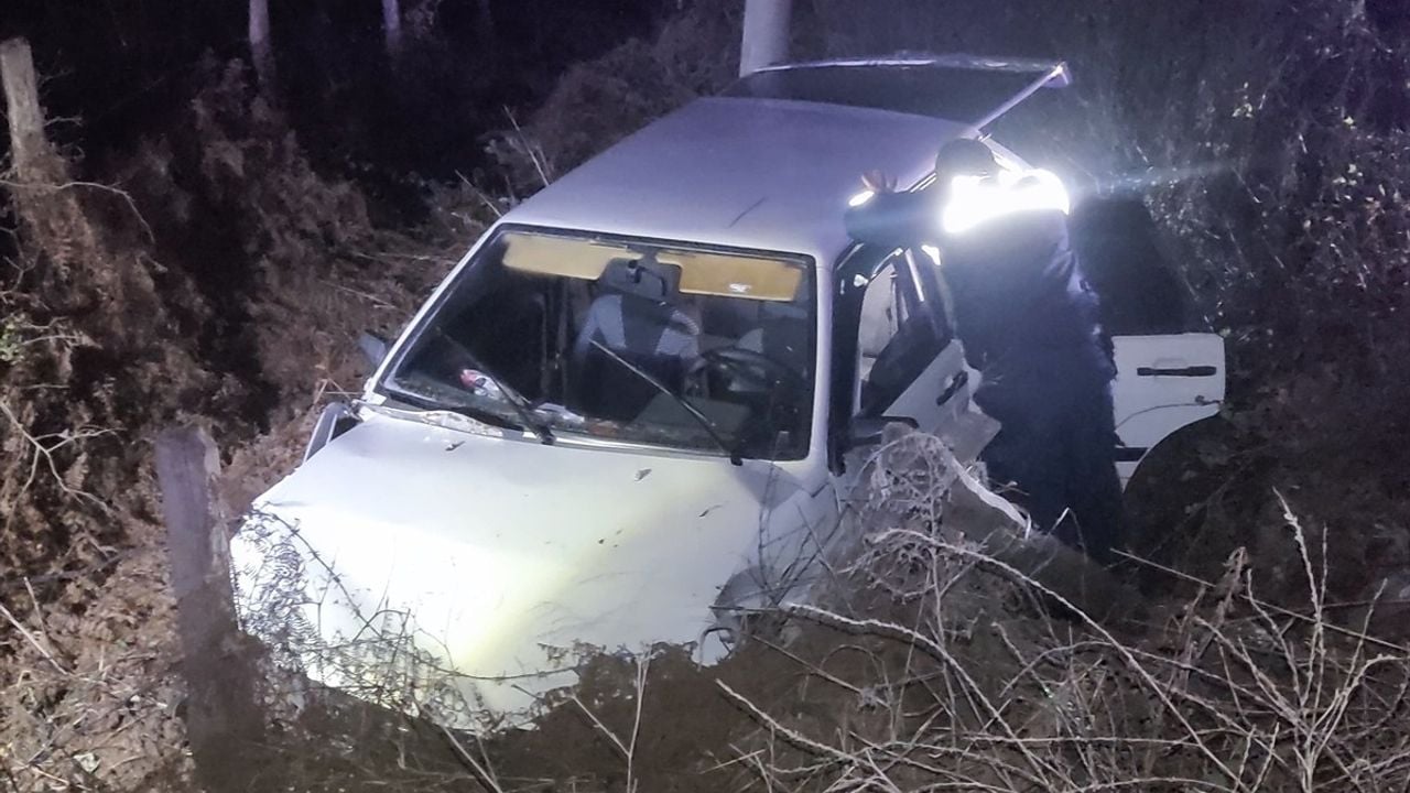 Düzce'de Şarampole Devrilen Otomobilin Sürücüsü Ağır Yaralandı