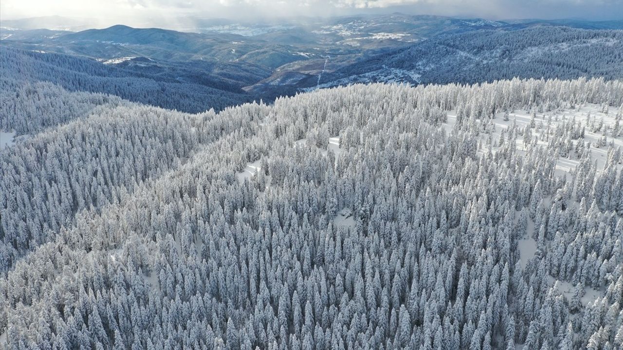 Ballıdağ'ın Büyüleyici Kış Manzarası Dronla Görüntülendi