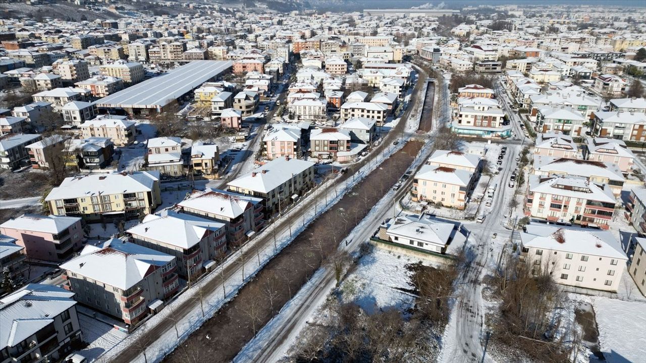 Sakarya'nın Karasu İlçesinde Göl ve Su Kanalı Buz Tuttu