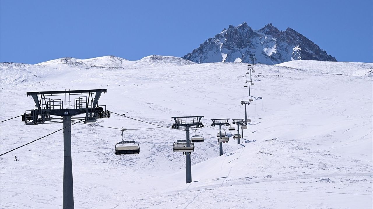 Erciyes Dağı'nda Kayakseverler Haftasonu Yoğunluğu Yaşadı