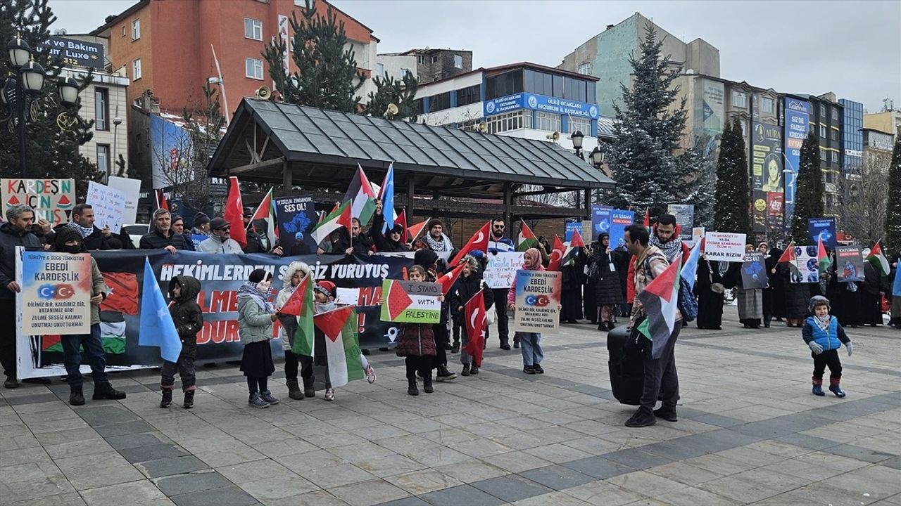 Erzurum'da Hekimlerden Gazze İçin Sessiz Yürüyüş