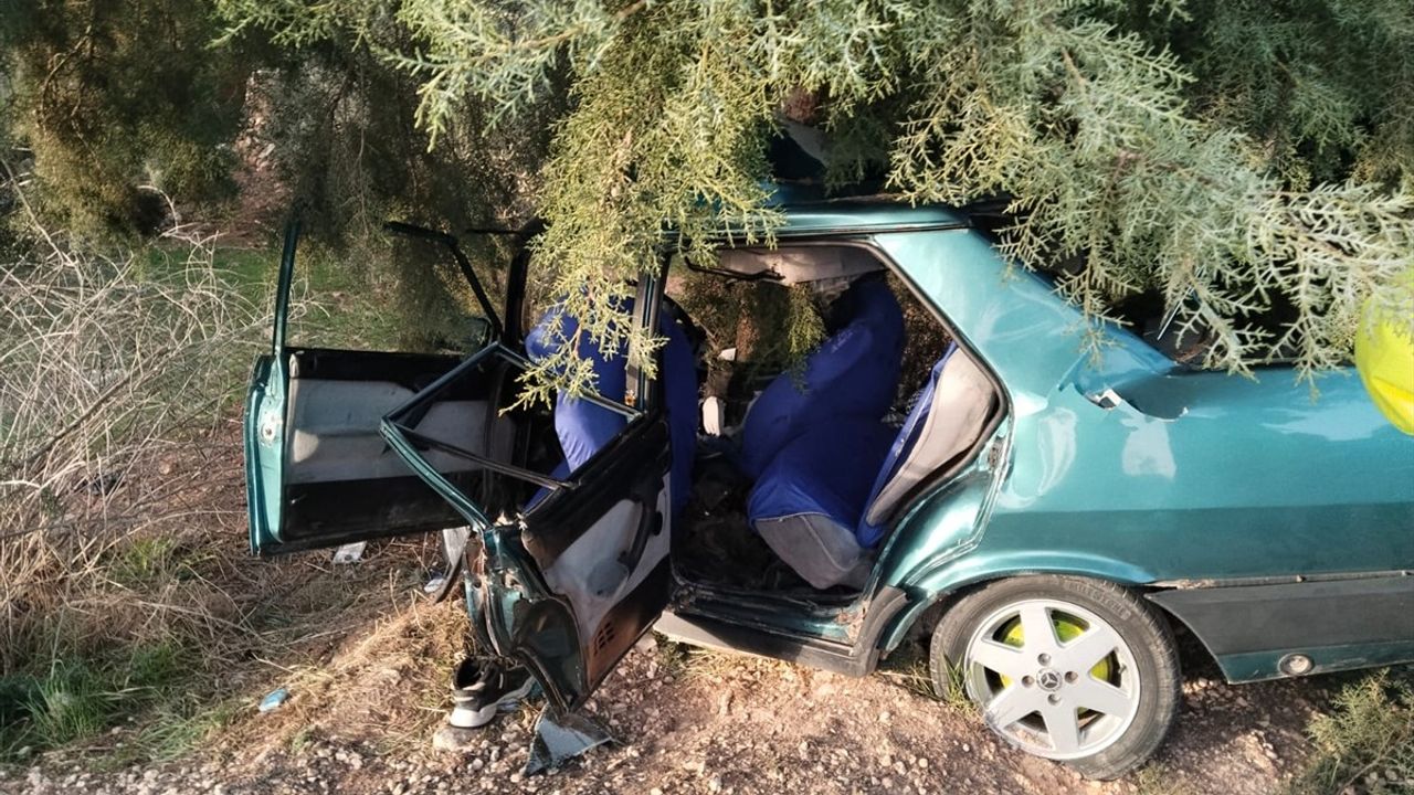 Gaziantep'te Ağaca Çarpan Otomobilde İki Yaralı