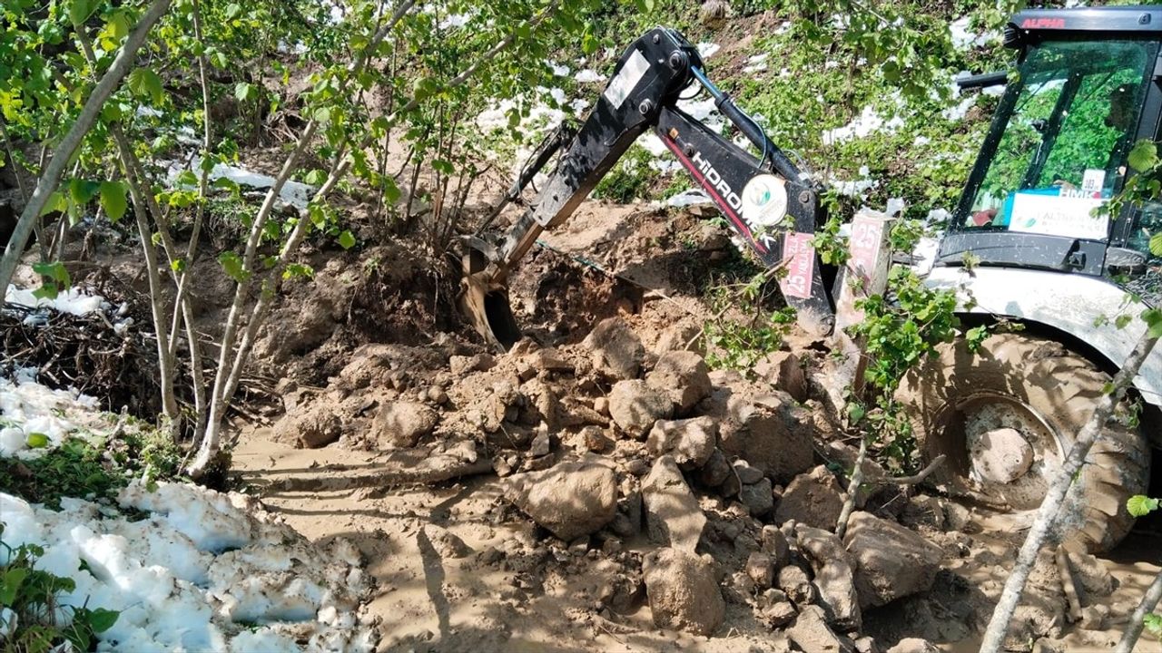 Ordu'da Heyelan Nedeniyle Kapanan Yol Yeniden Ulaşıma Açıldı