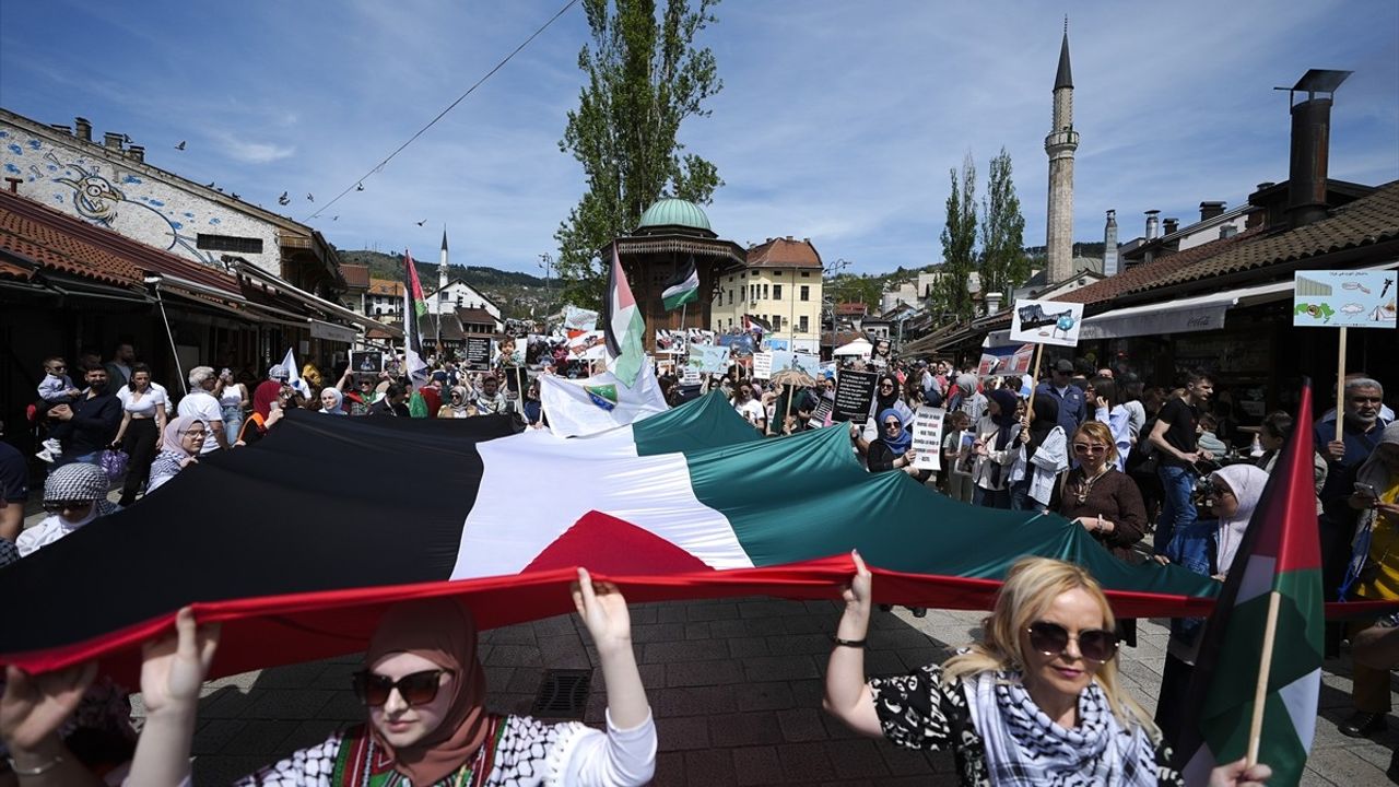 Saraybosna'da Gazze İçin İsrail Protestosu