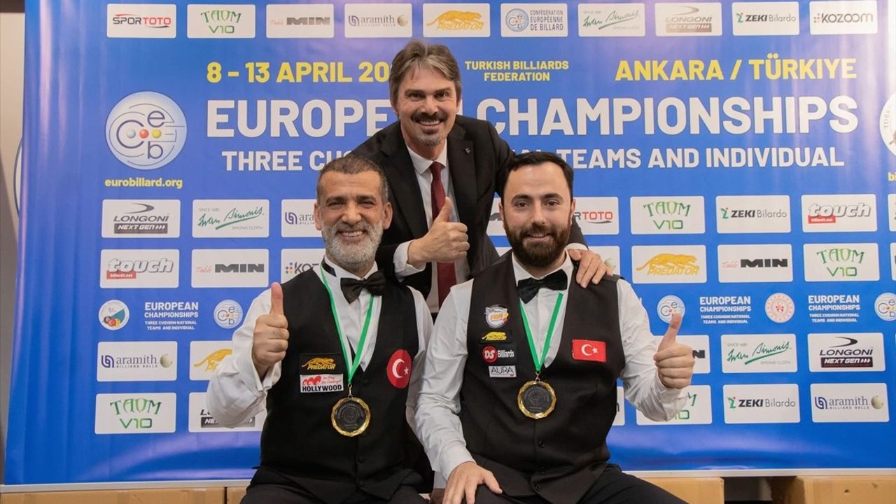 Tayfun Taşdemir ve Berkay Karakurt, Avrupa 3 Bant Bilardo Şampiyonu Oldu