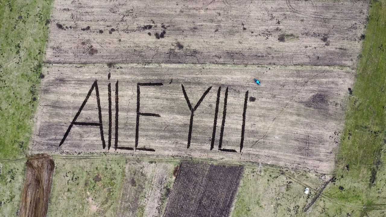 Ardahanlı Çiftçi Traktörüyle 'Aile Yılı' Yazdı