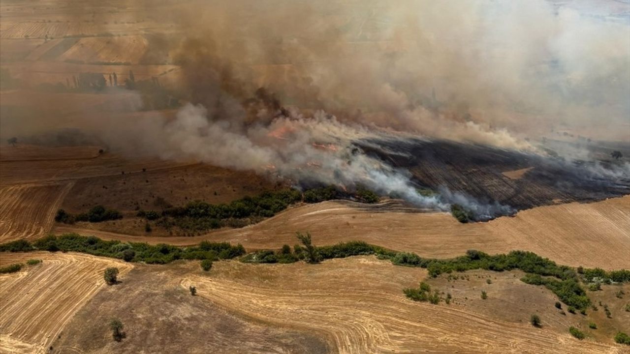 Balıkesir'de Tarım Arazisinden Ormanlık Alana Sıçrayan Yangın Kontrol Altına Alınmaya Çalışılıyor