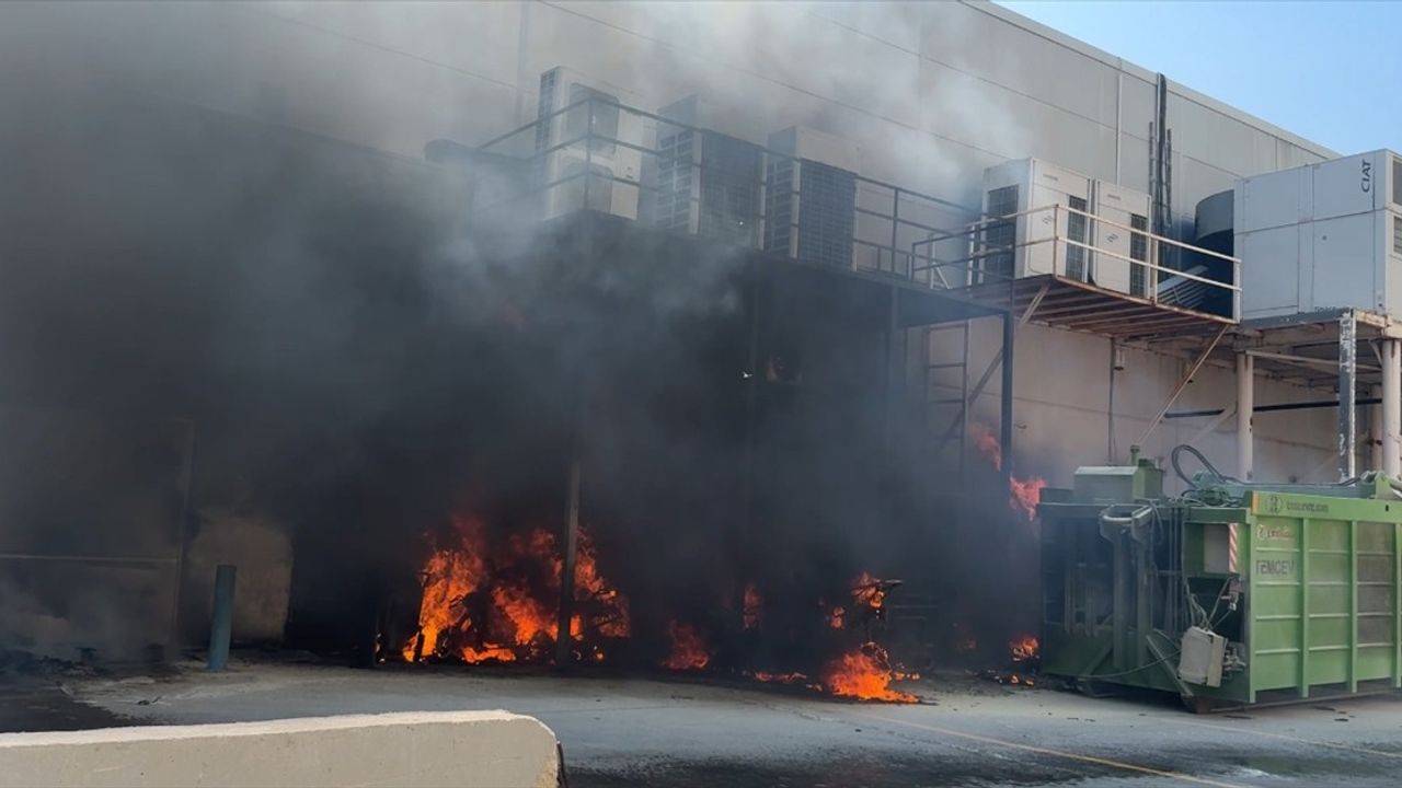 Bodrum'daki AVM'nin Geri Dönüşüm Alanında Yangın Çıktı
