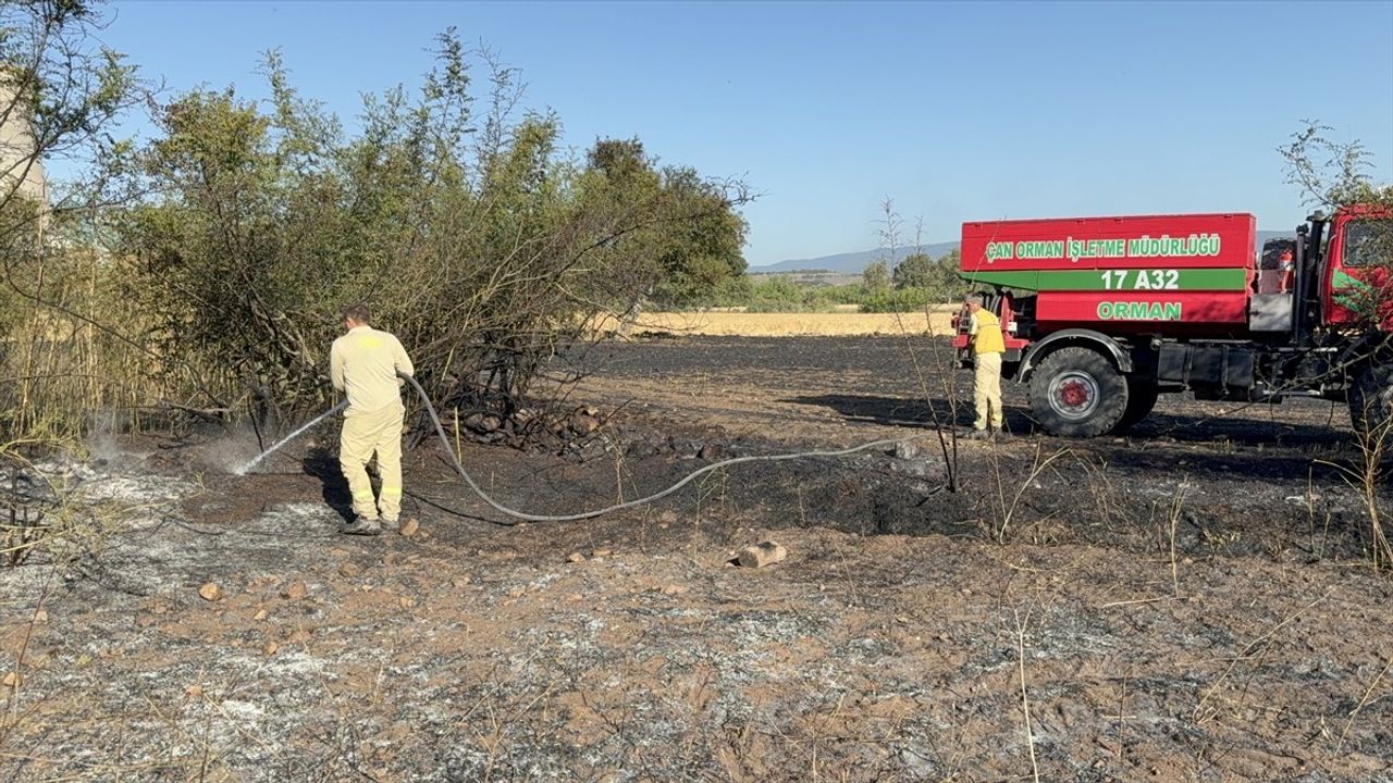 Çanakkale'de Tarım Arazisinde Yangın Kontrol Altına Alındı